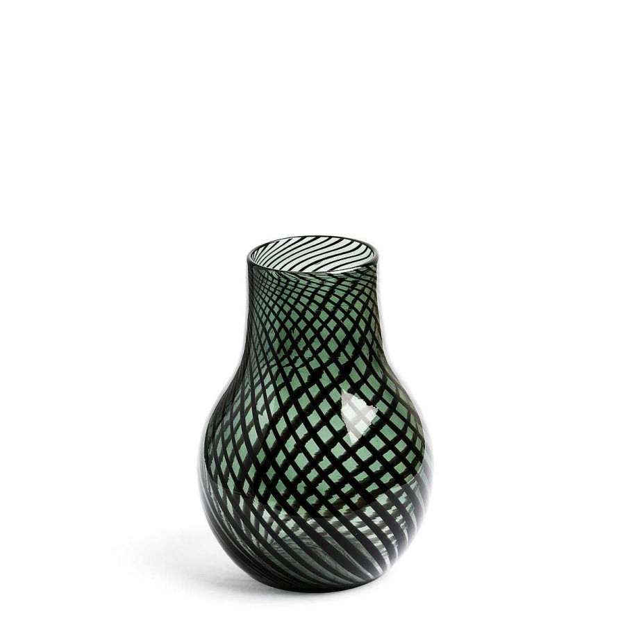 Daylesford Organic Riley Stout Green & Black Stripe Vase Small Hot