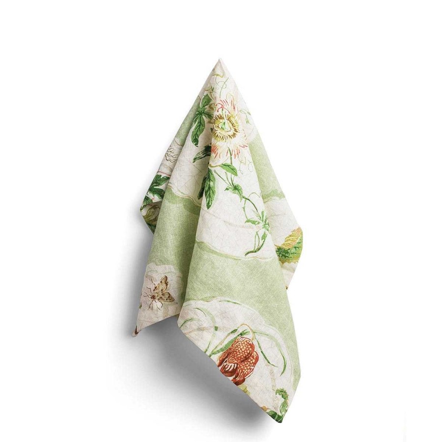 Daylesford Organic Daylesford X Colefax Quince Garden Napkin In Green With Passion Flower Wholesale