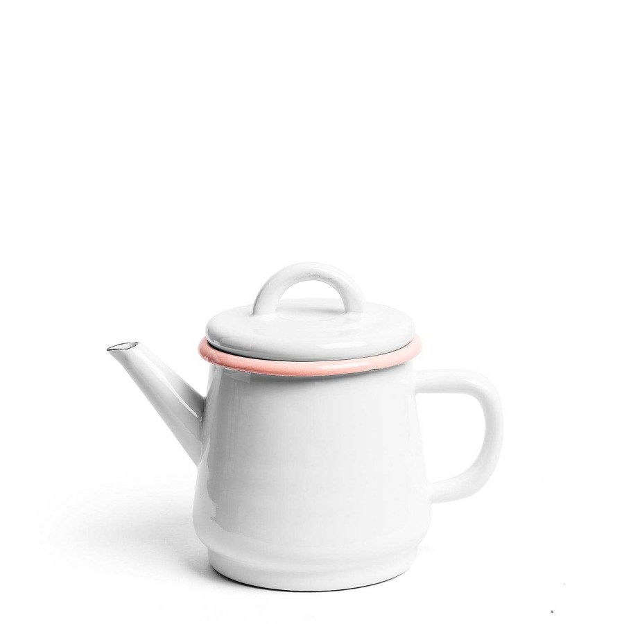 Daylesford Organic White & Pink Enamel Teapot Wholesale