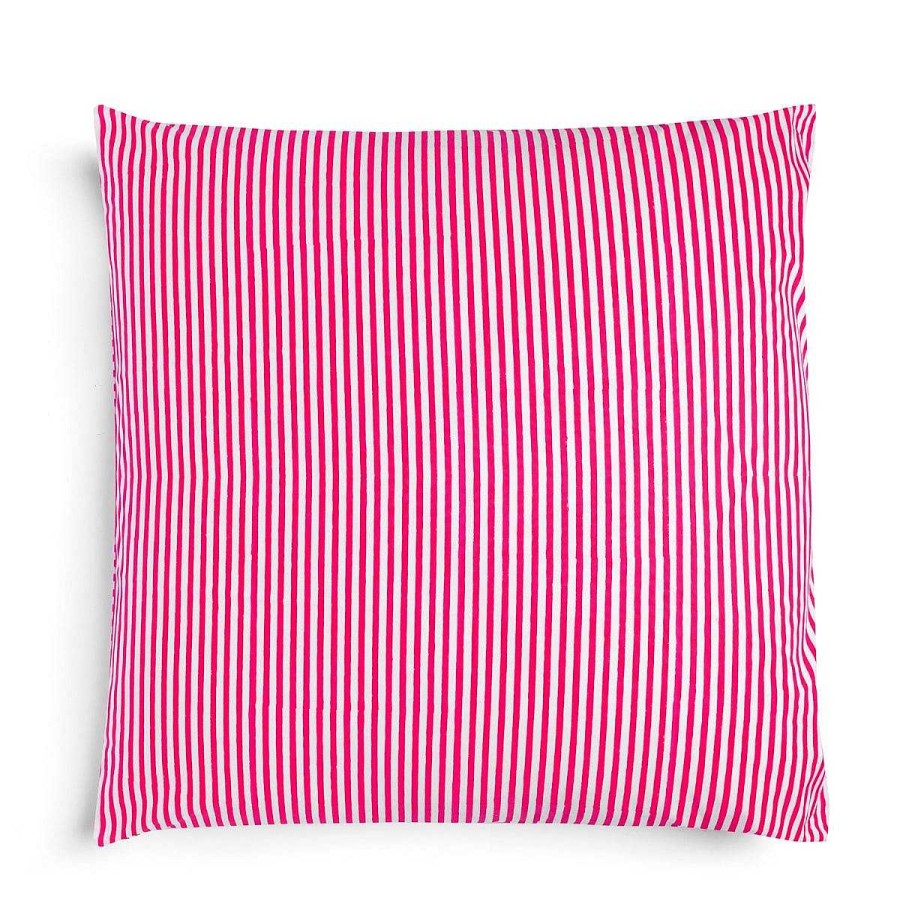 Daylesford Organic Saunton Pink Stripe Cushion Large New