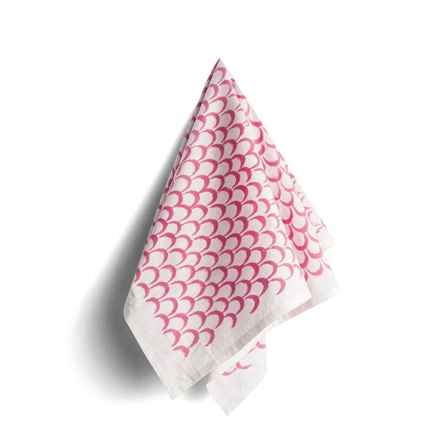 Daylesford Organic Block Pink Feather Napkin Best