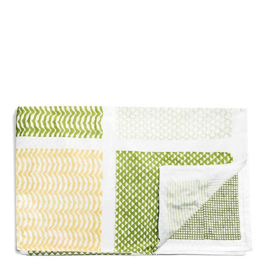 Daylesford Organic Block Grass Green And Yellow Tablecloth Wholesale