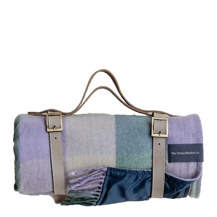 Daylesford Organic Picnic Blanket Lilac Check With Carrier New