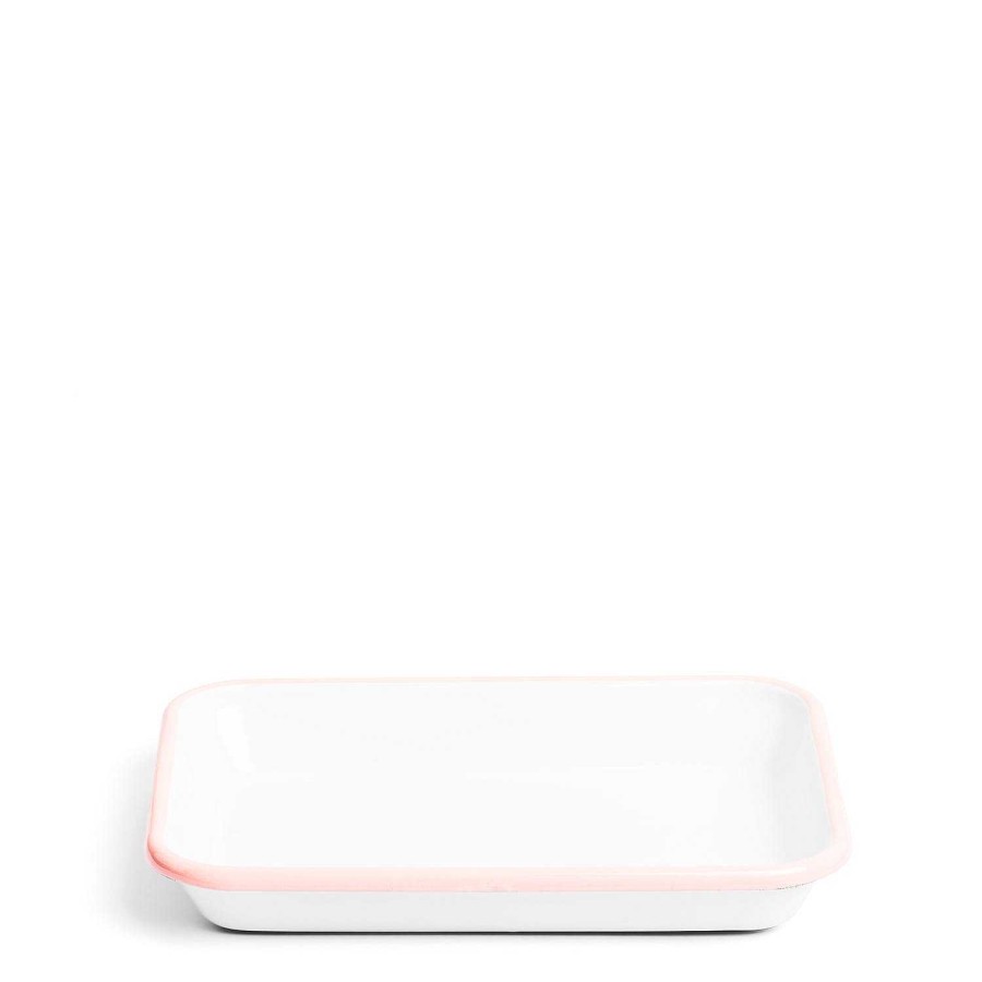 Daylesford Organic White & Pink Enamel Rectangular Dish 26Cm Wholesale