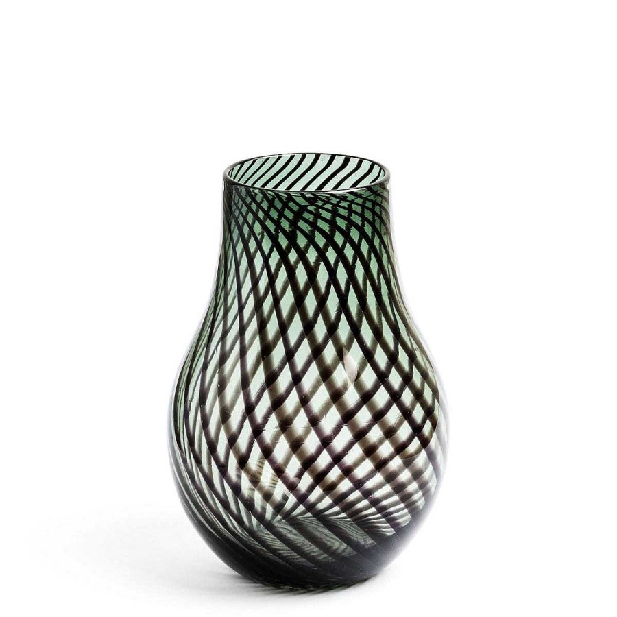 Daylesford Organic Riley Stout Green & Black Stripe Vase Tall Clearance