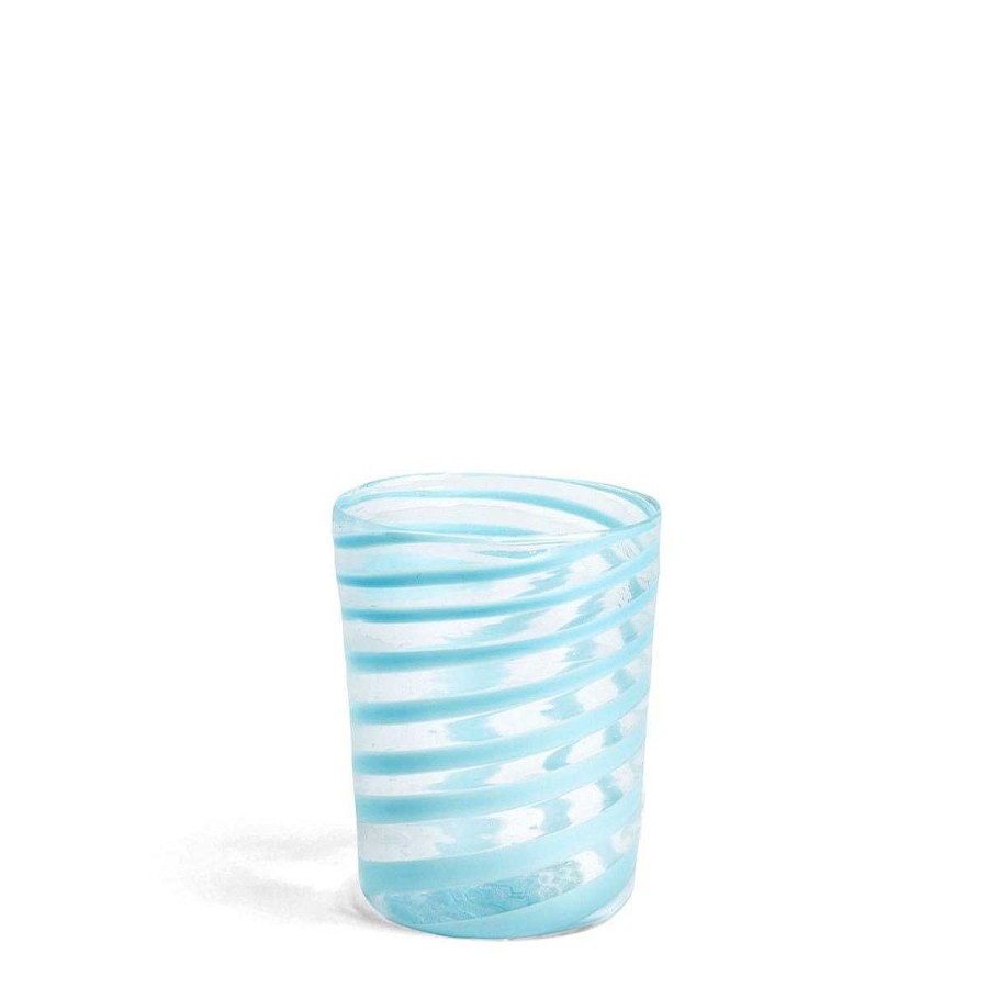 Daylesford Organic Murano Light Blue Spiral Stripe Glass New