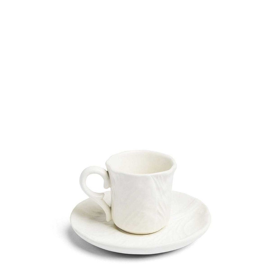 Daylesford Organic Cabbage Teacup & Saucer White Wholesale