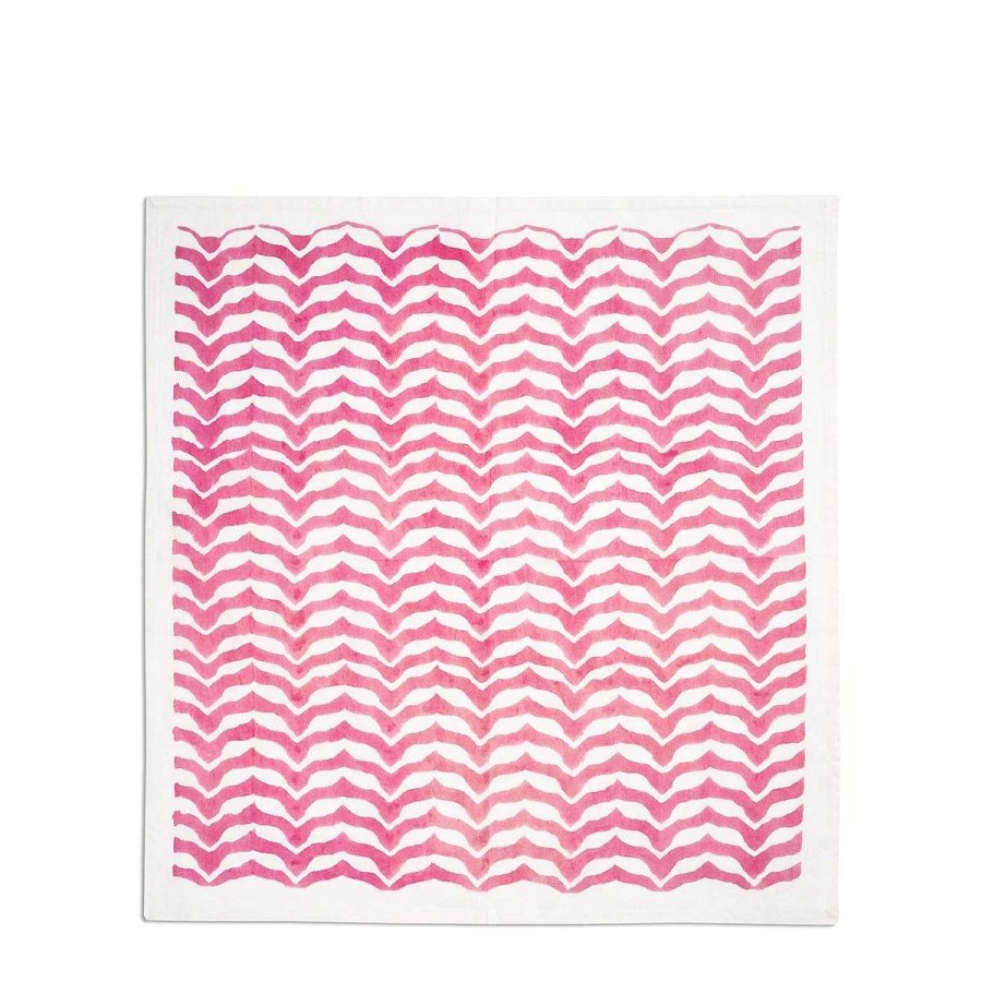 Daylesford Organic Block Pink Wave Napkin New