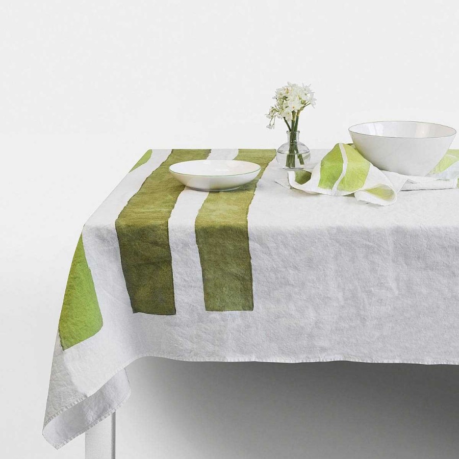 Daylesford Organic Rigato Tablecloth Green Best