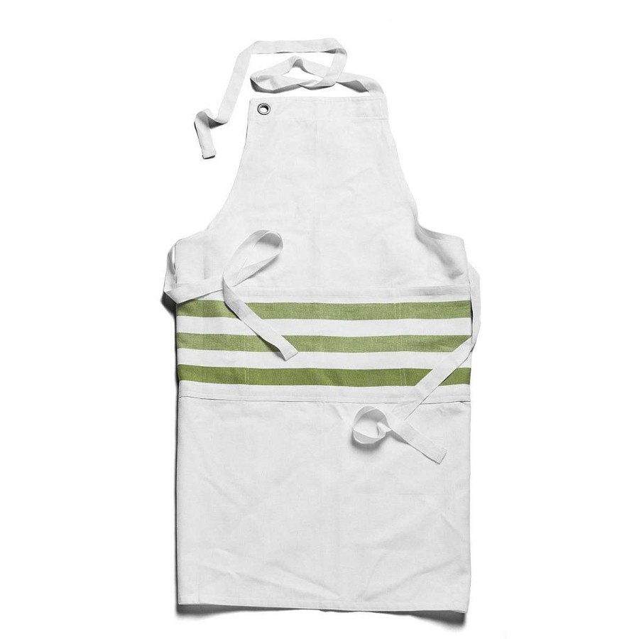 Daylesford Organic White & Green Stripe Apron Best