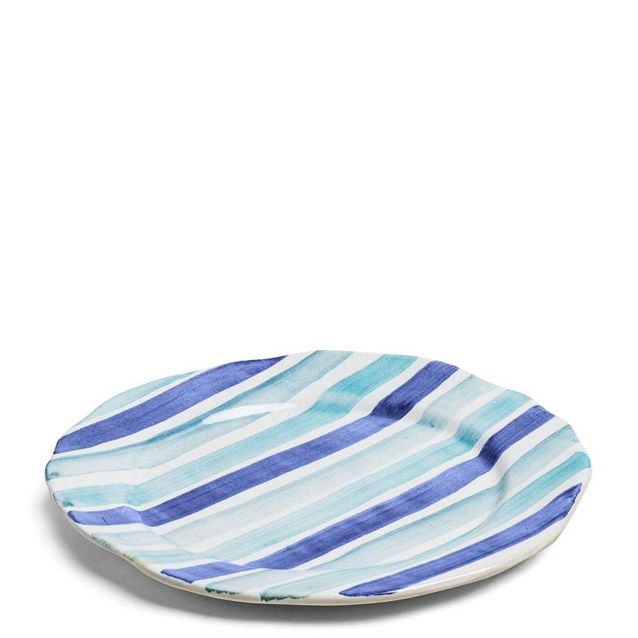 Daylesford Organic Circus Stripe Blue Charger Plate Hot