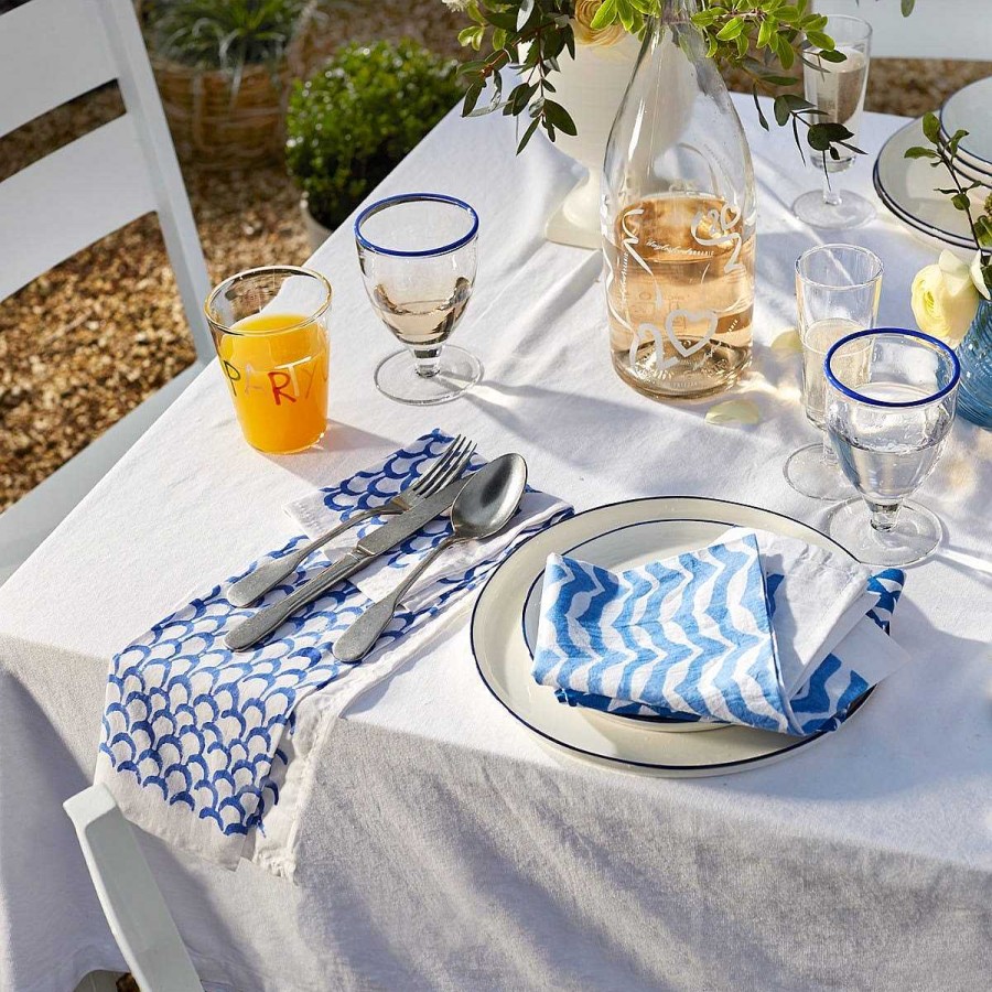 Daylesford Organic Block Sky Feather Napkin Hot