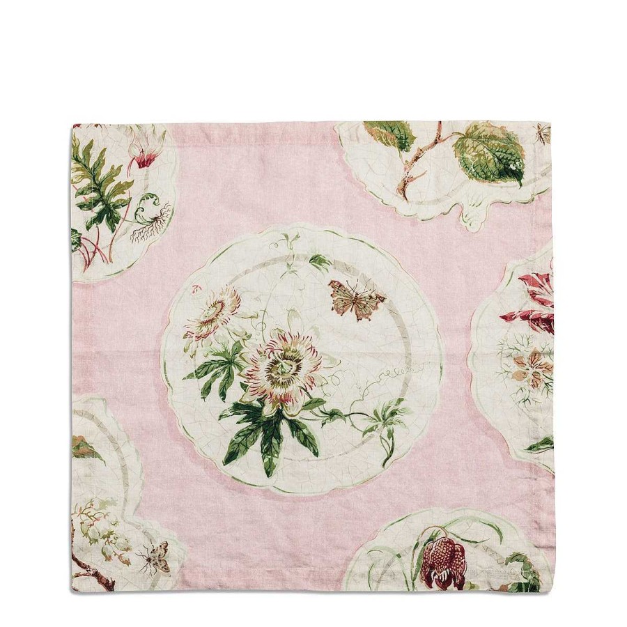 Daylesford Organic Daylesford X Colefax Quince Garden Napkin In Pink With Passion Flower Clearance