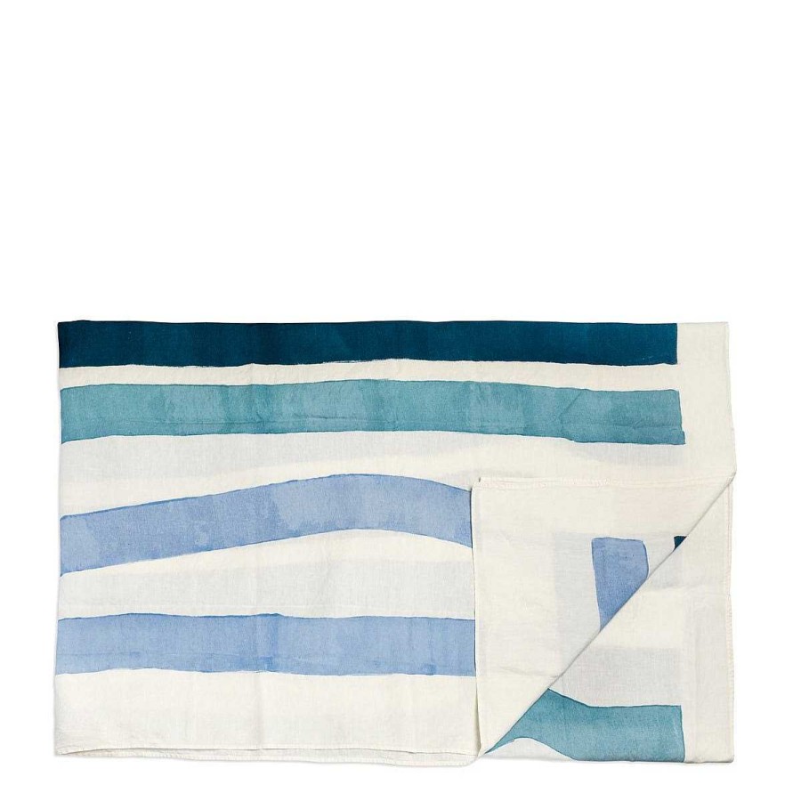 Daylesford Organic Rigato Blue Tablecloth Clearance