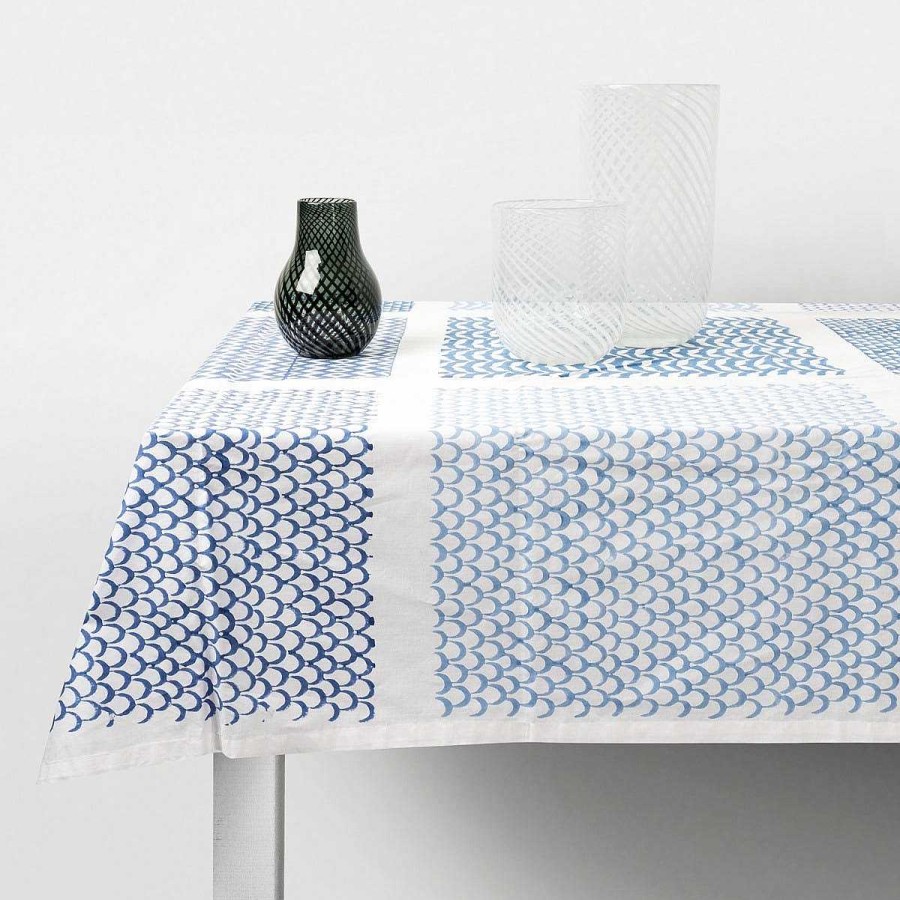 Daylesford Organic Block Sky Tablecloth Hot