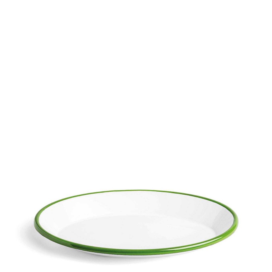 Daylesford Organic White & Green Enamel Oval Plate Clearance