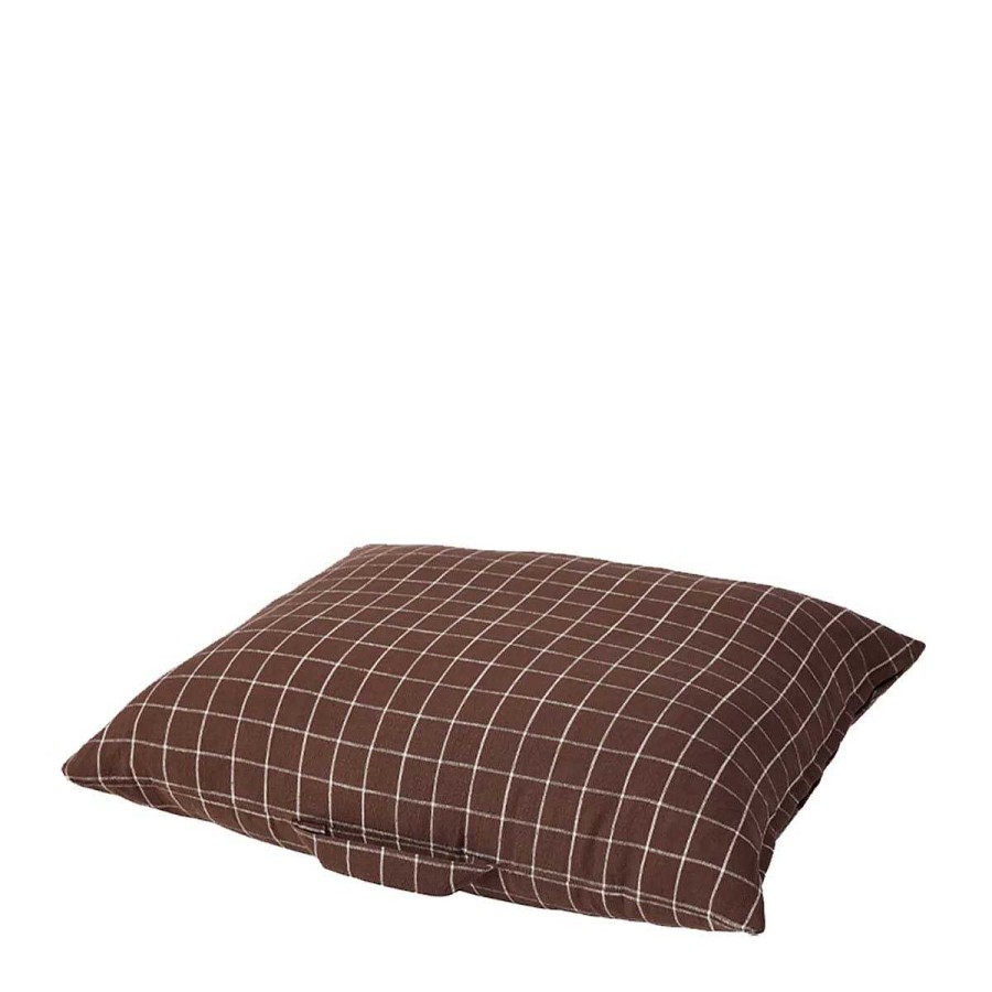 Daylesford Organic Brown Checked Dog Cushion Clearance