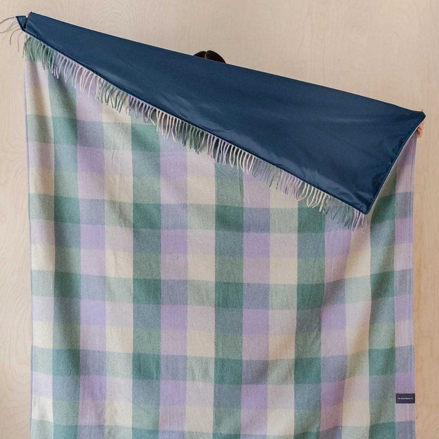 Daylesford Organic Picnic Blanket Lilac Check With Carrier New