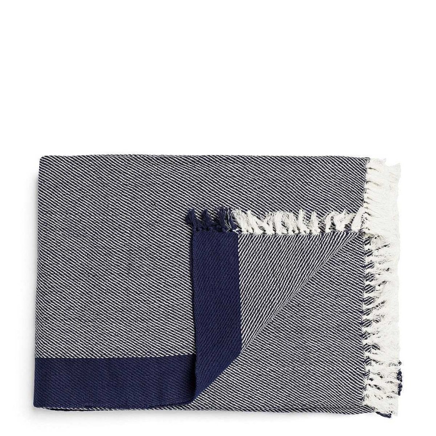 Daylesford Organic Borderline Blanket Navy Hot