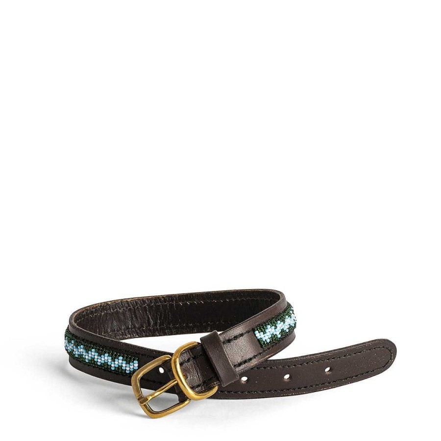 Daylesford Organic Zigzag Skinny Dog Collar Blue Medium Hot