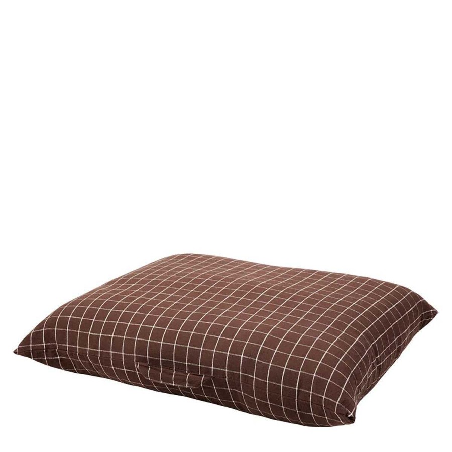 Daylesford Organic Brown Checked Dog Cushion Clearance