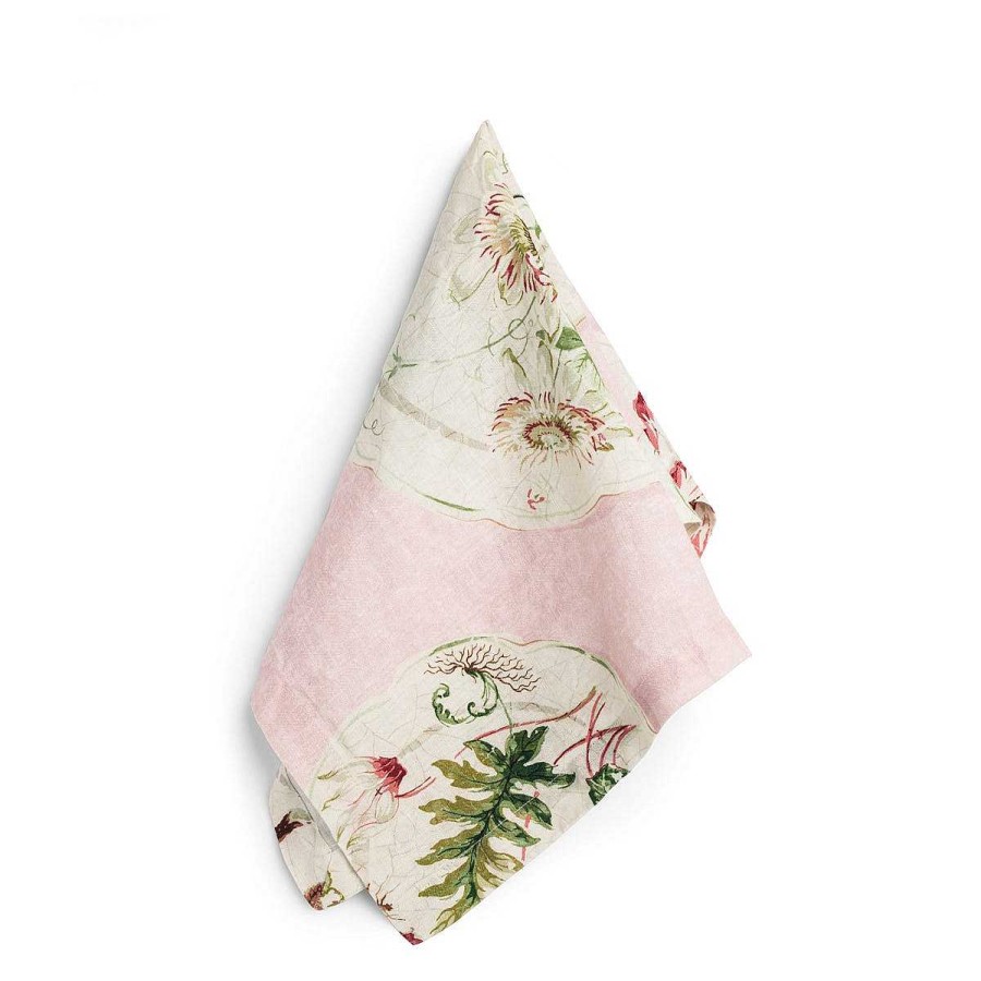 Daylesford Organic Daylesford X Colefax Quince Garden Napkin In Pink With Passion Flower Clearance