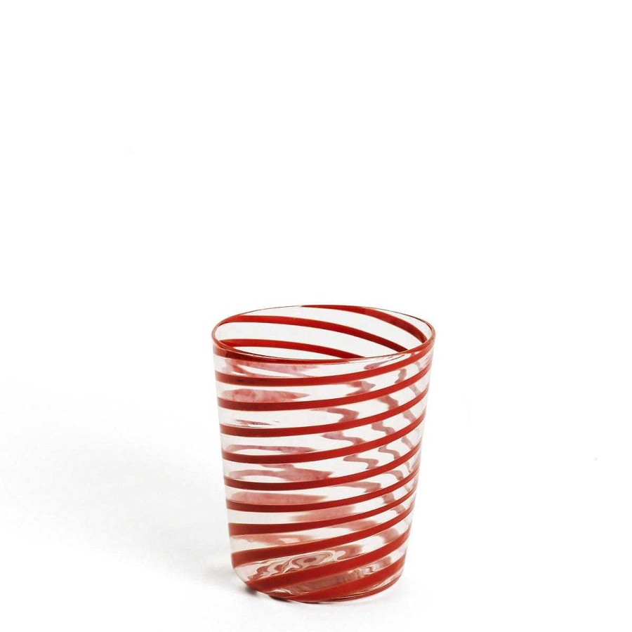 Daylesford Organic Murano Red Spiral Stripe Glass Hot