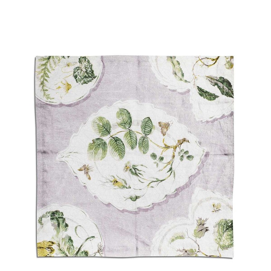 Daylesford Organic Daylesford X Colefax Quince Garden Napkin In Lilac With Rosehip New