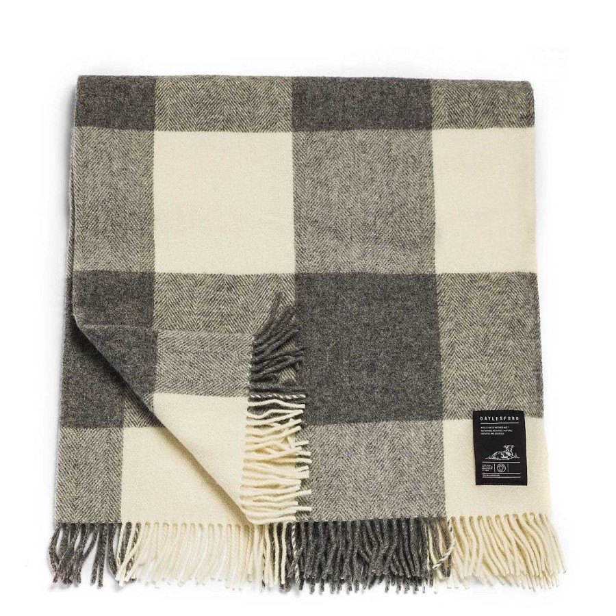 Daylesford Organic Block Check Grey Throw Online