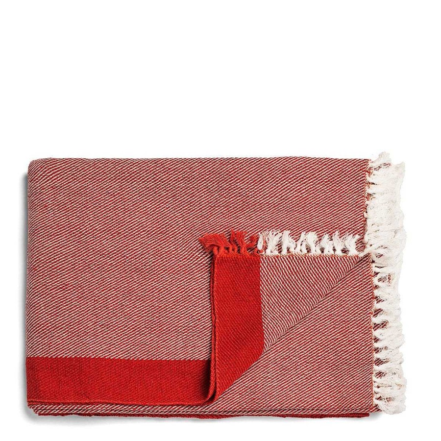 Daylesford Organic Borderline Blanket Fox Red New