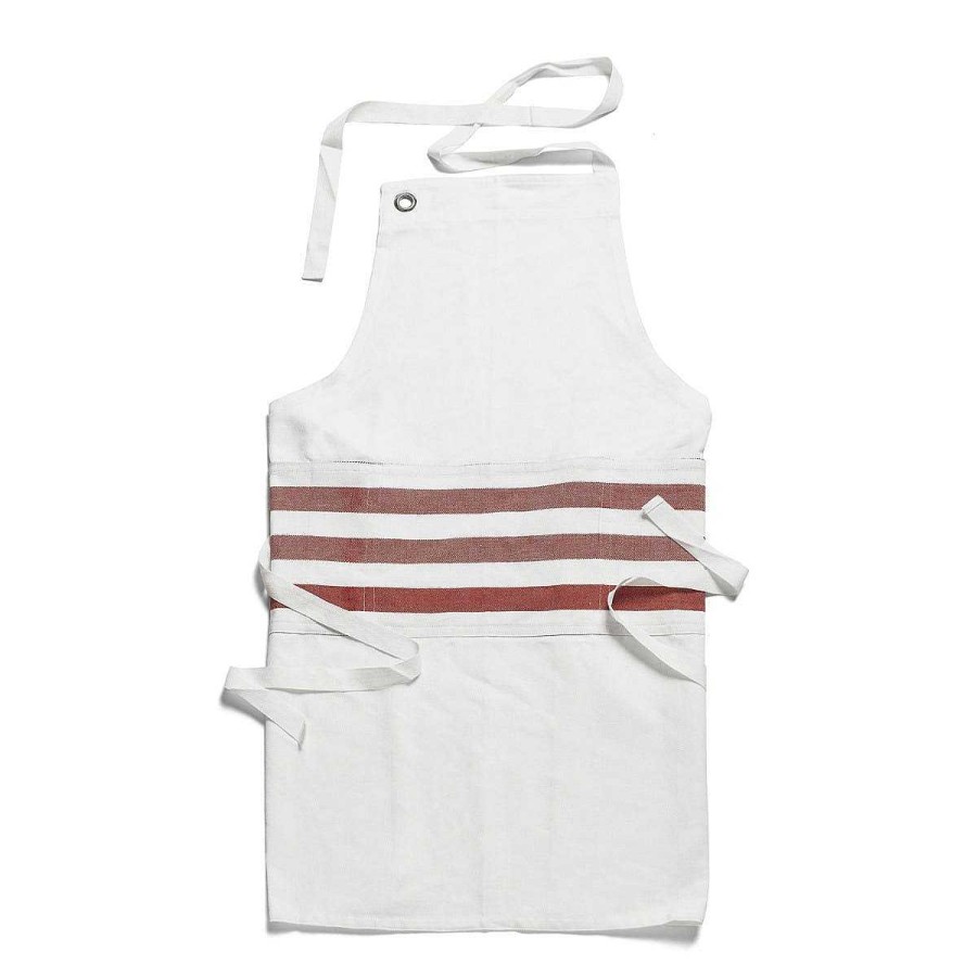 Daylesford Organic White & Red Stripe Apron Best