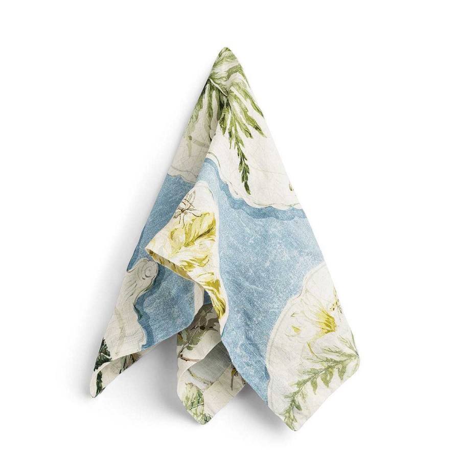 Daylesford Organic Daylesford X Colefax Quince Garden Napkin In Blue With Fern New