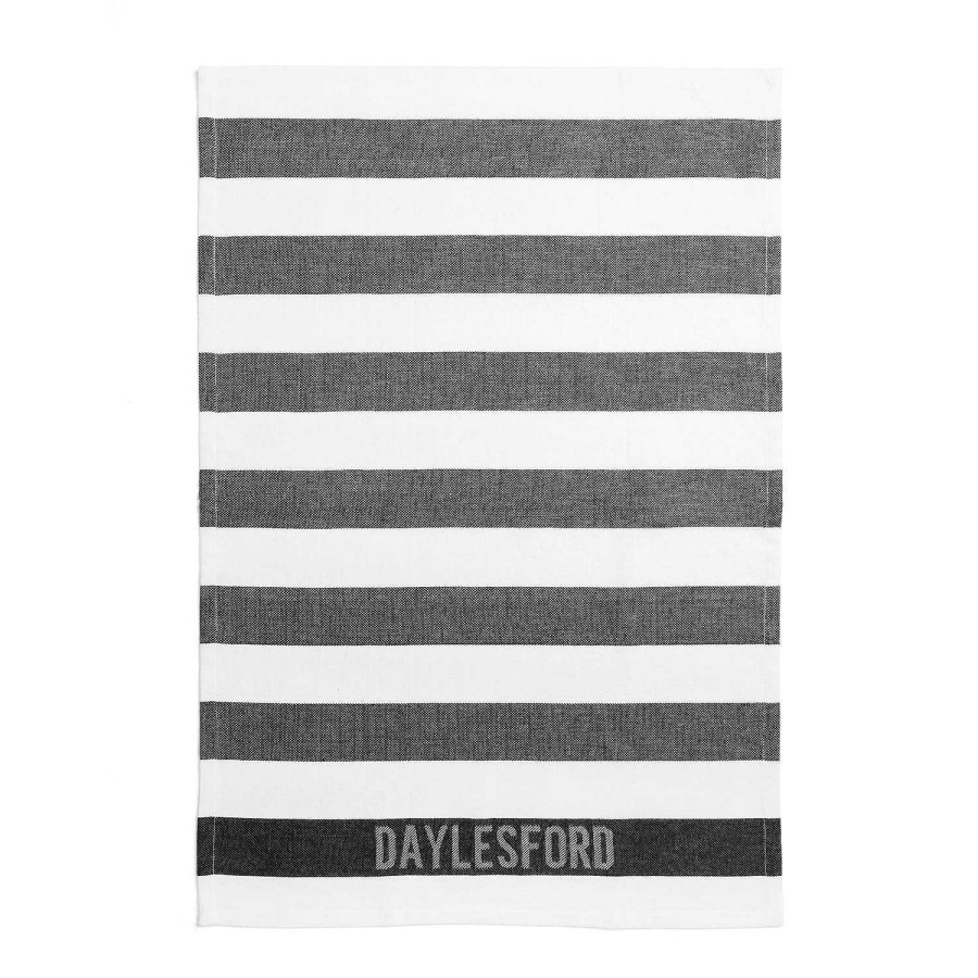 Daylesford Organic Black & White Stripe Tea Towel New