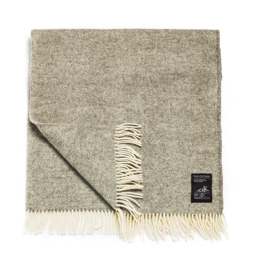 Daylesford Organic Herringbone Grey Throw New