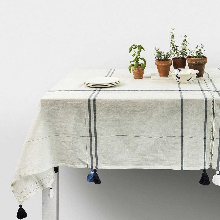 Daylesford Organic Nila Margin Tablecloth Blue Hot