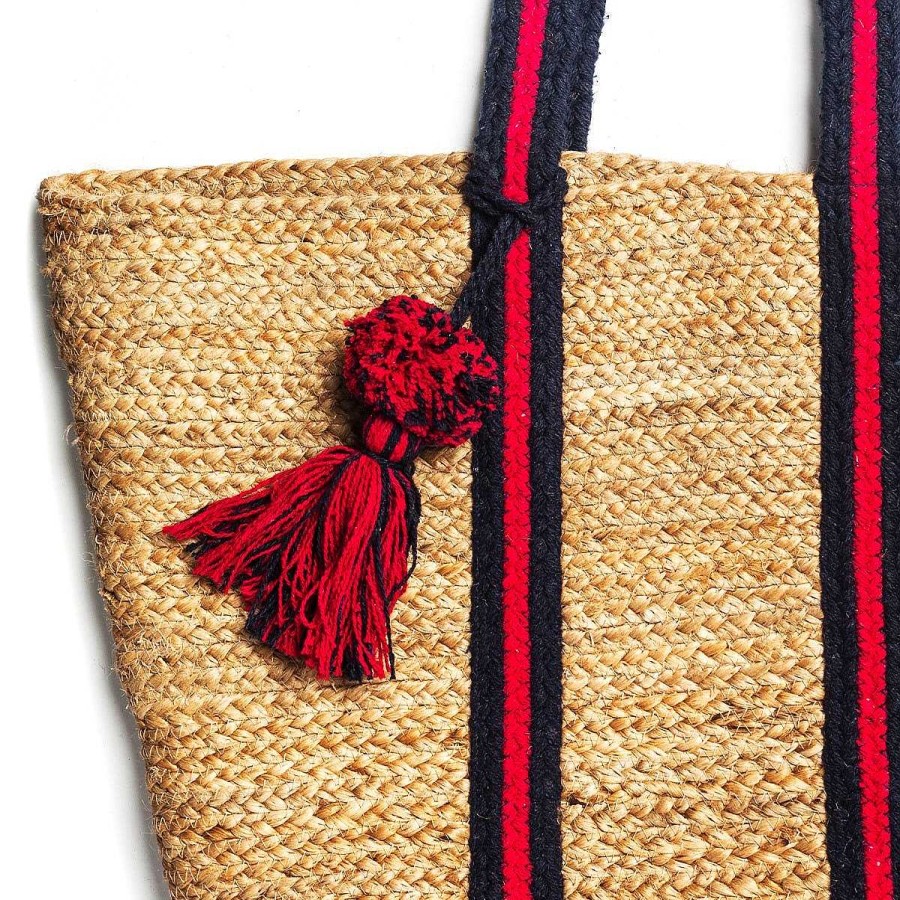 Daylesford Organic Eli Pom Pom Navy & Red Basket Wholesale