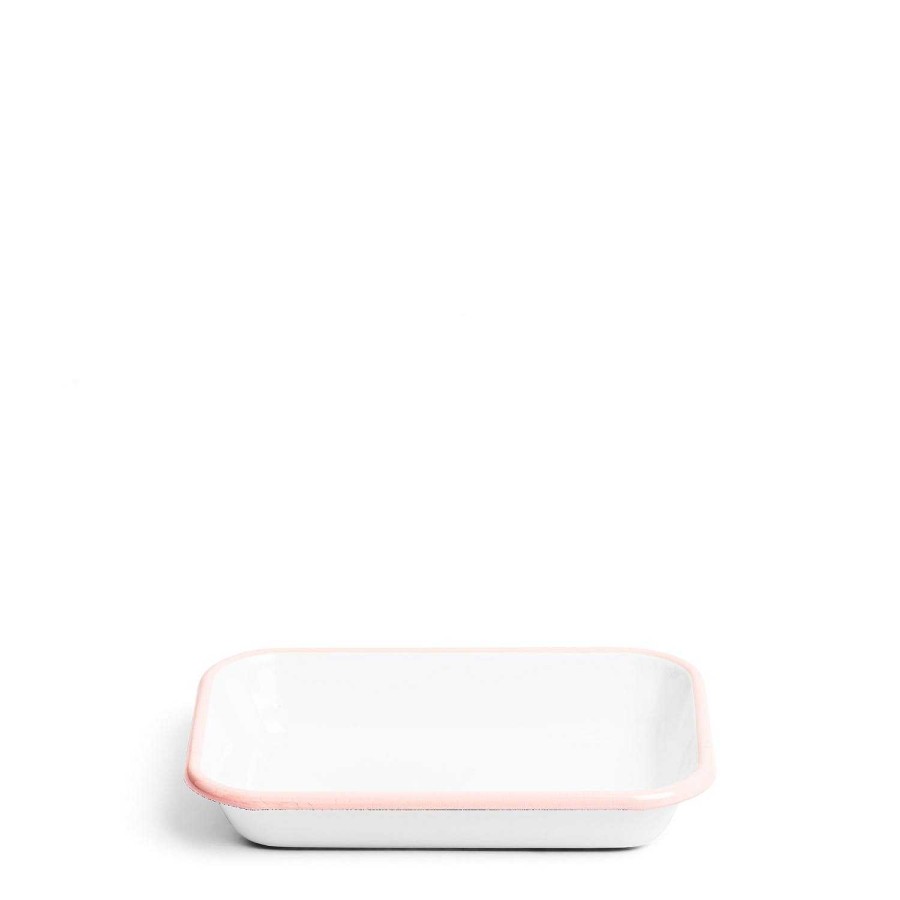 Daylesford Organic White & Pink Enamel Rectangular Dish 21Cm Online