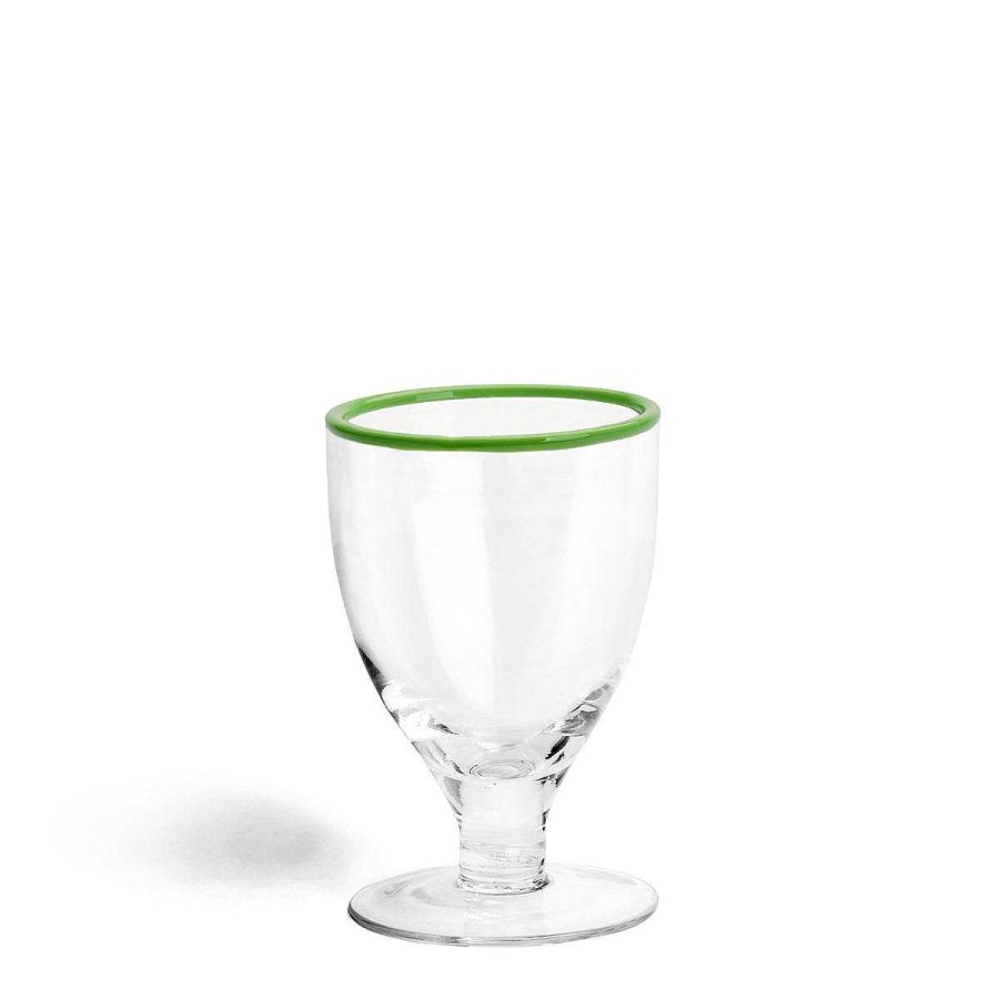 Daylesford Organic Idbury Wine Glass Green Rim New