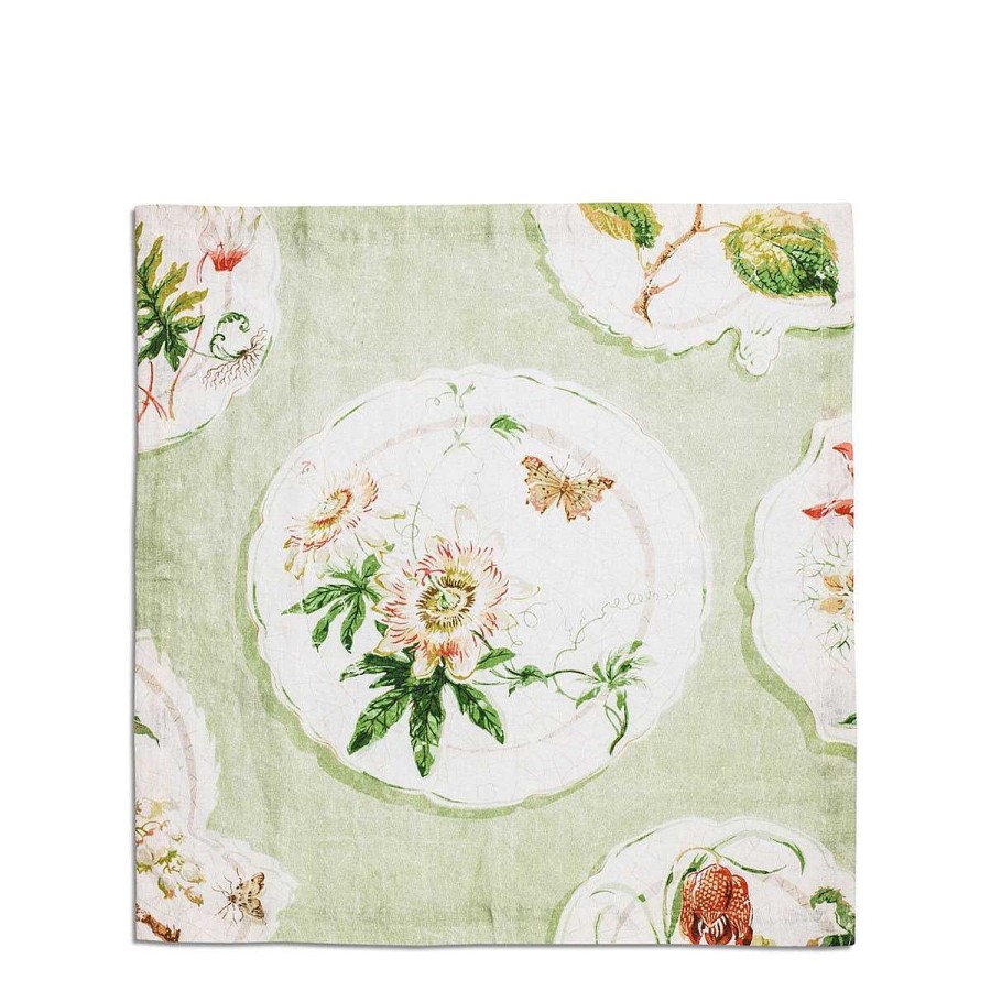 Daylesford Organic Daylesford X Colefax Quince Garden Napkin In Green With Passion Flower Wholesale