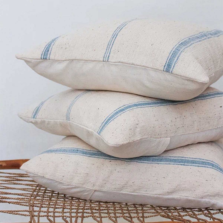 Daylesford Organic Nila Suti Tri Stripe Cushion Large New