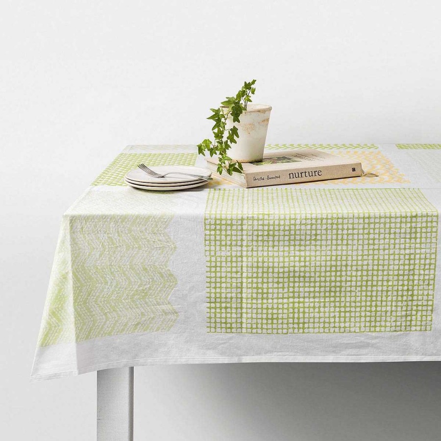 Daylesford Organic Block Grass Green And Yellow Tablecloth Wholesale